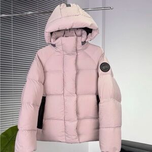 Canada Goose Pale Pink Quilted Puffer Jacket with Hood
